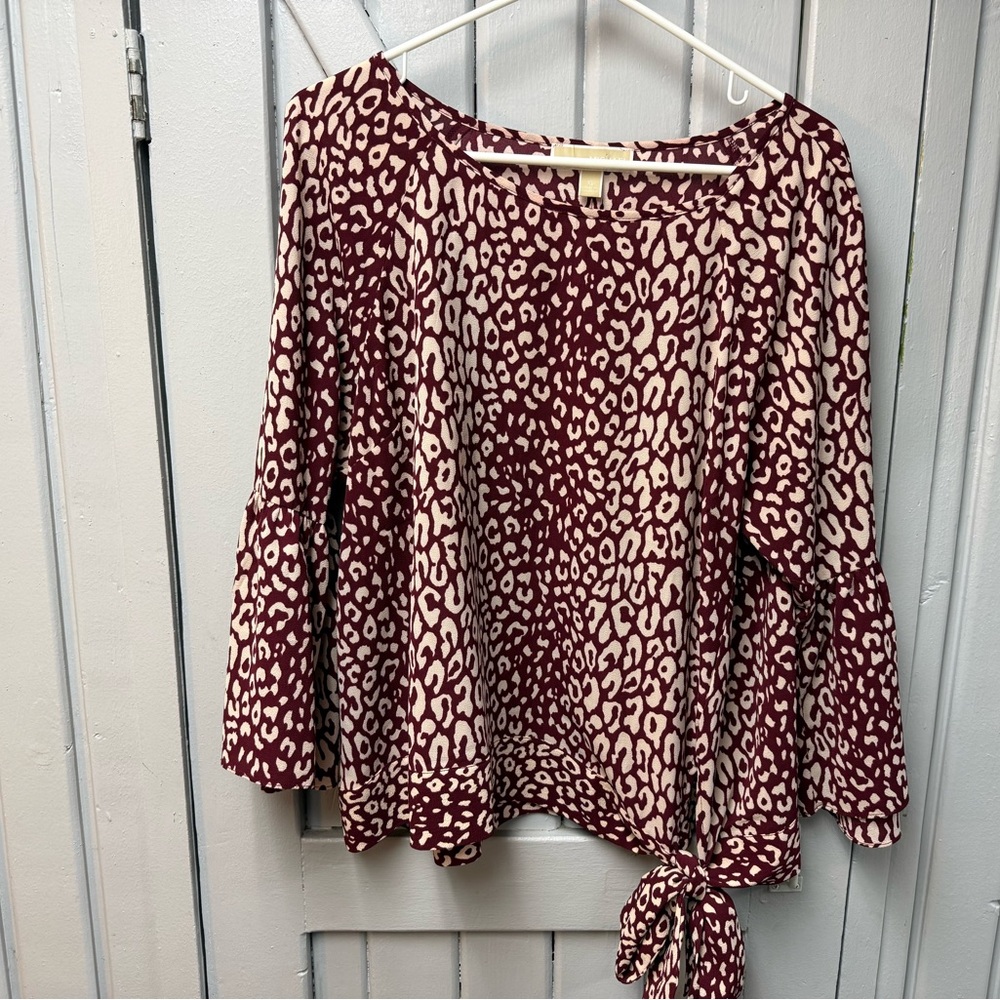 Michael Kors Red and Cream Leopard Print Blouse